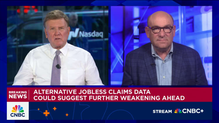 Alternative jobless claims data could suggest further weakening ahead