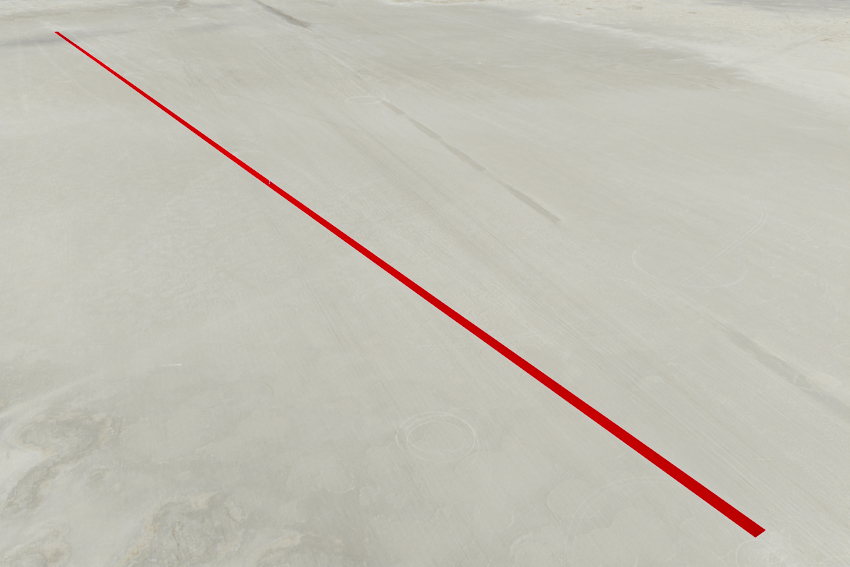 one-kilometer red line land art installation by gregory orekhov spans across california desert