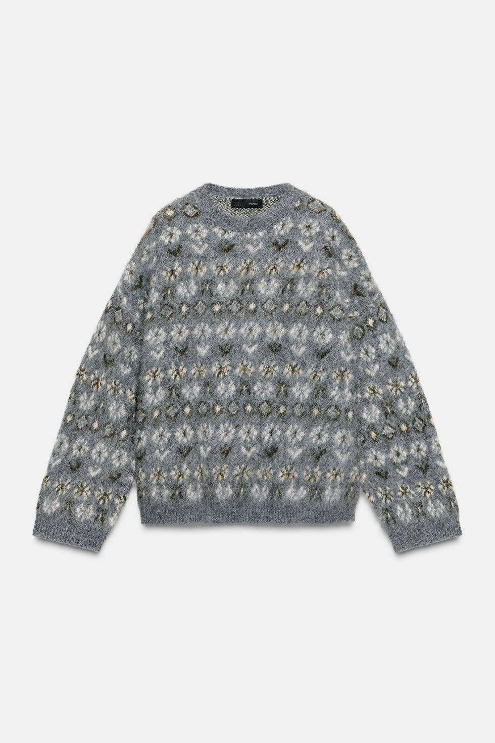 Brushed Effect Jacquard Knit Jumper Brushed Effect Jacquard Knit Jumper