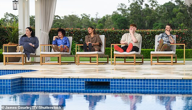 Editorial use only Mandatory Credit: Photo by James Gourley/ITV/Shutterstock (15792672v) Lisa Riley, Ruby Wax, Alex Scott, Angry Ginge and Jack Osbourne 'I'm a Celebrity...Get Me Out of Here!' TV show, Series 25, Show 1, Australia - 16 Nov 2025