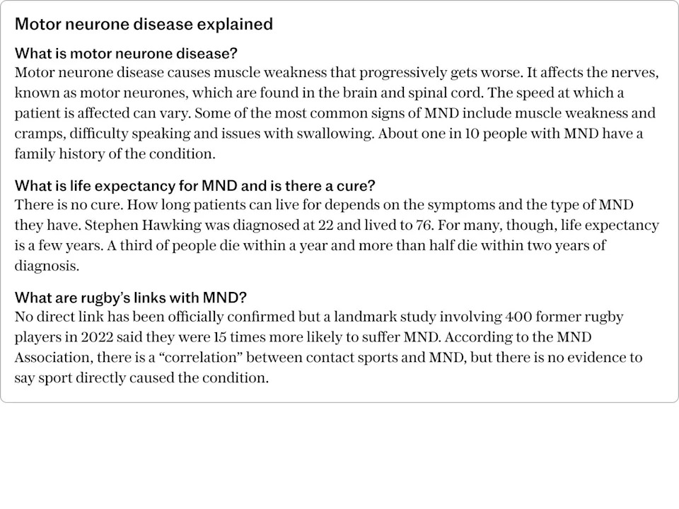 Motor neurone disease explained
