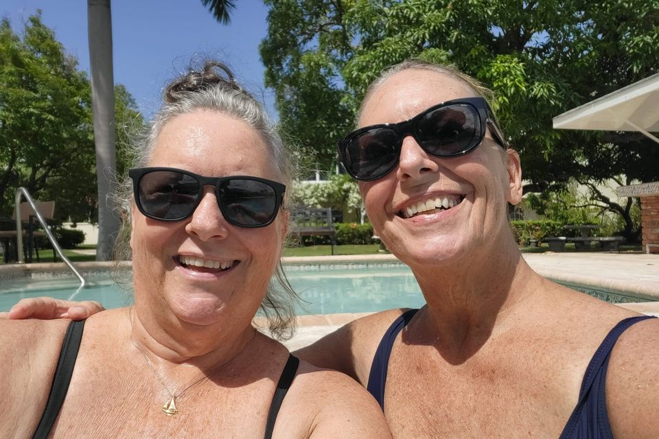Sisters Evelyn Harrington who lives in Jamaica, and her sister Gillian Quinlan who spends much of her time there in happier times before Melissa hit
