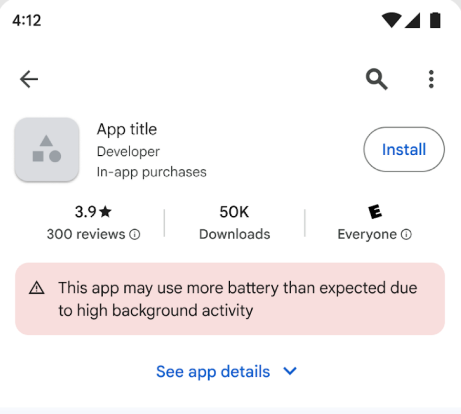 A Play Store warning.