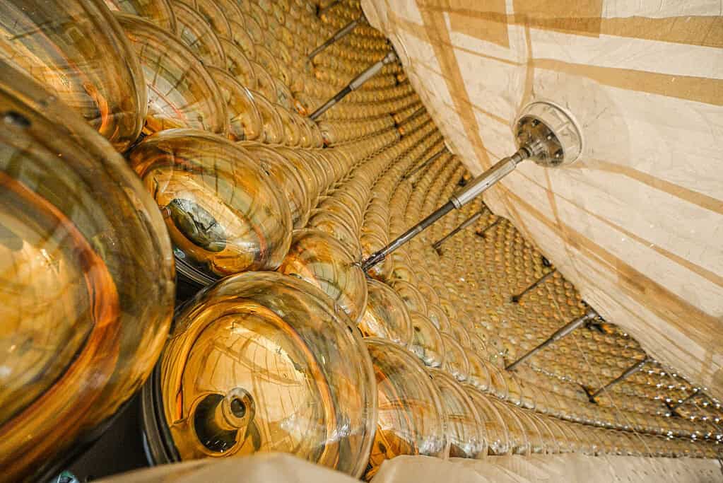 Photosensors that form JUNO's inner active shield to detect neutrinos