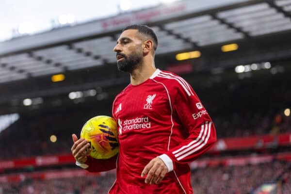 LIVERPOOL, ENGLAND - Saturday, November 22, 2025: Liverpool's Mohamed Salah during the FA Premier League match between Liverpool FC and Nottingham Forest FC at Anfield. Forest won 3-0. (Photo by David Rawcliffe/Propaganda)