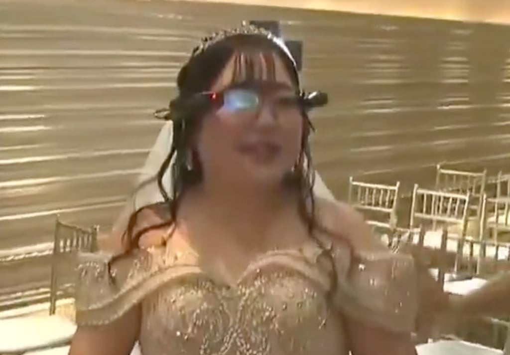 Kano, above, dons augmented reality glasses for the digital wedding ceremony. Photo: X.com