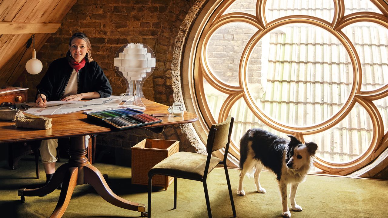 A former mission hall in London transformed into a textile designer's creative headquarters