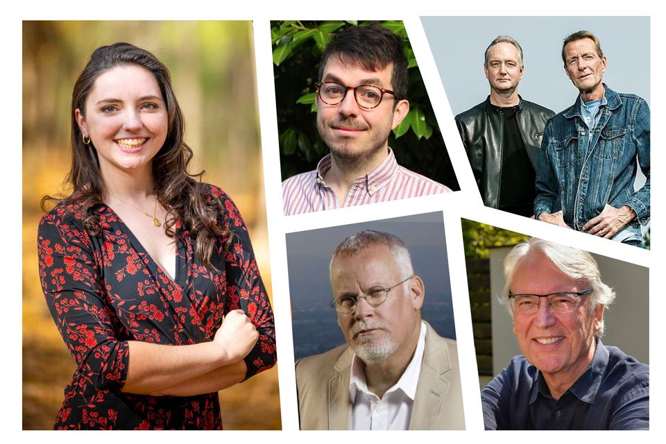 Clockwise from left: Hayley Gelfuso, Ross Montgomery, Andrew and Lee Child, Les Hinton and Michael Connelly
