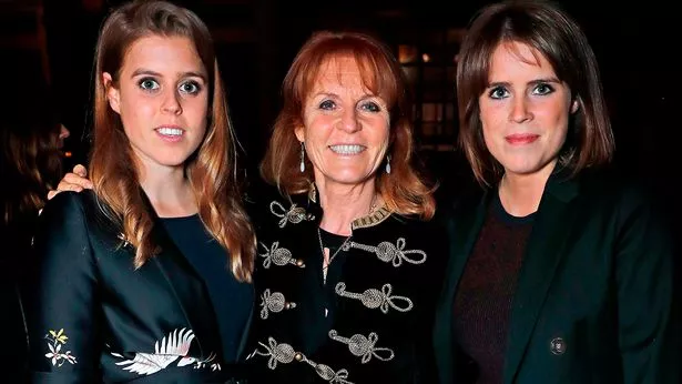 Sarah Ferguson  with her daughters, Beatrice and Eugenie