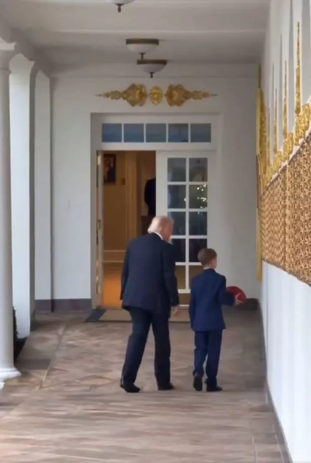 Trump, 79, appeared to be dragging one of his feet as he walked