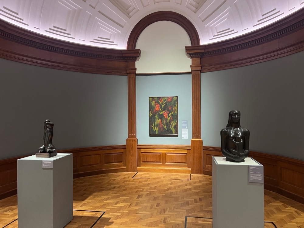 Sculptures and paintings by modern Southeast Asian artists at the Between Declarations and dreams: Art of Southeast Asia Since the 19th Century exhibition in National Gallery Singapore. — Picture by Opalyn Mok