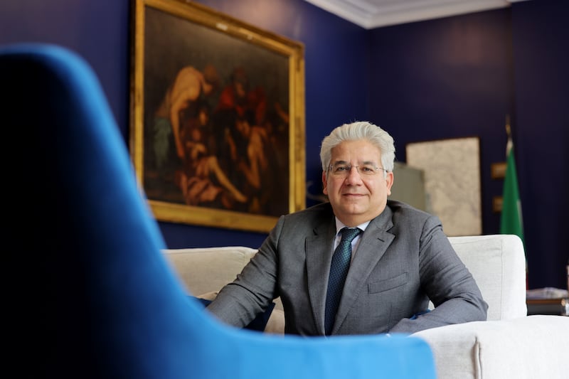 Ambassador Nicola Faganello enjoys Irish beer (in moderation). Photograph: Alan Betson