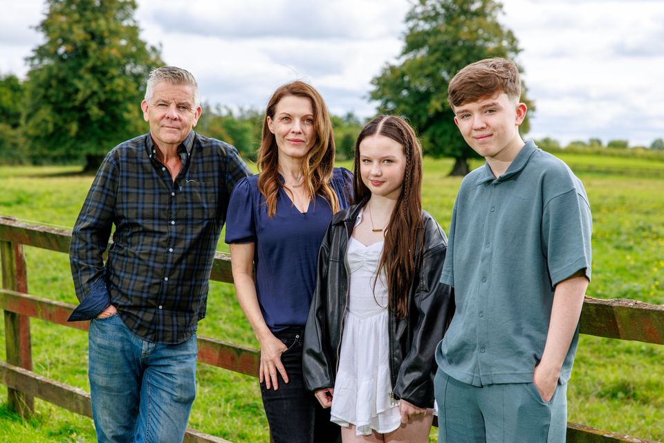 Ronnie McCann and Noella Brennan with their children Molly and Aidan. Photo: Mark Condren