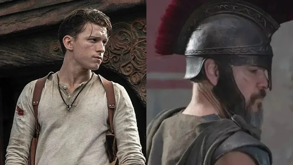 (Left) Tom Holland in Uncharted (Right) Matt Damon in The Odyssey