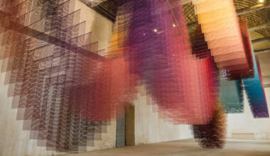 tomislav topić suspends 451 sheets of mesh inside french chapel