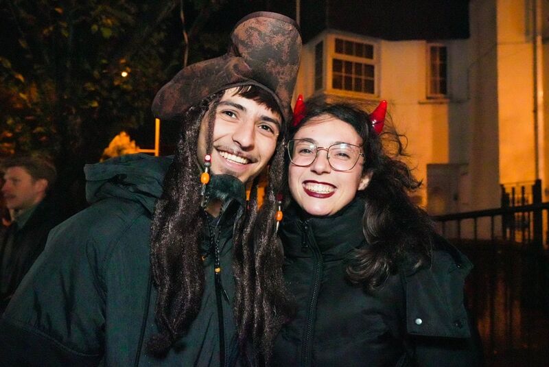 Albert Torres and Andrea Lopera watching the parade.