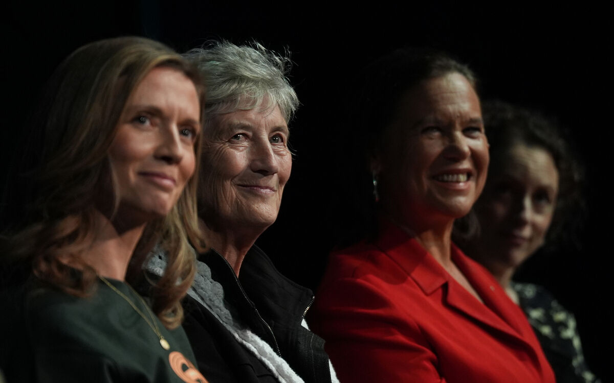 Social Democrats leader Holly Cairns with newly elected president Catherine Connolly and Sinn Féin leader Mary Lou McDonald in September. File picture: Niall Carson/PA