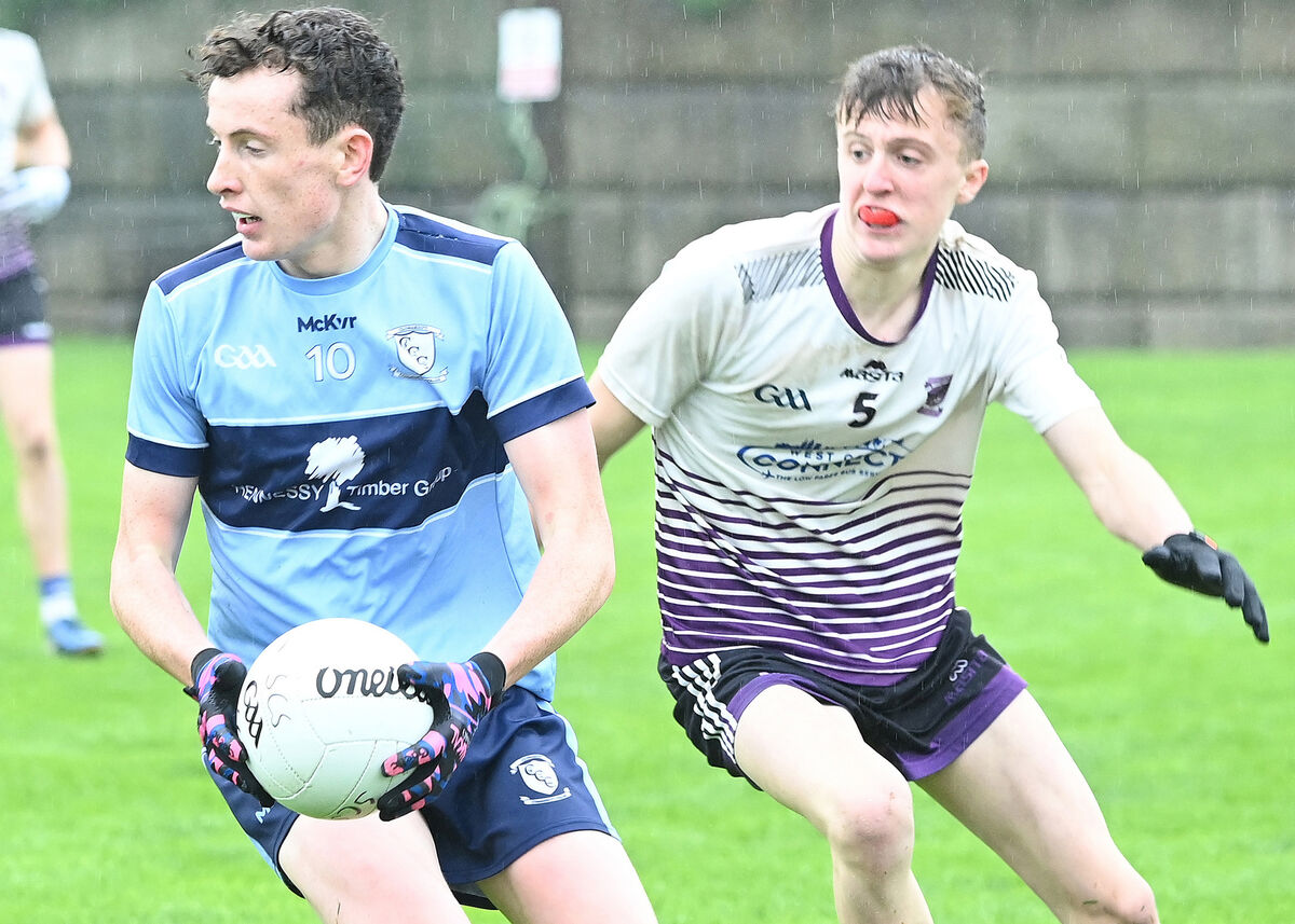 Clonakilty's David Harte turns away from Matthew Murphy of Skibbereen in Rosscarbery. Picture: Martin Walsh