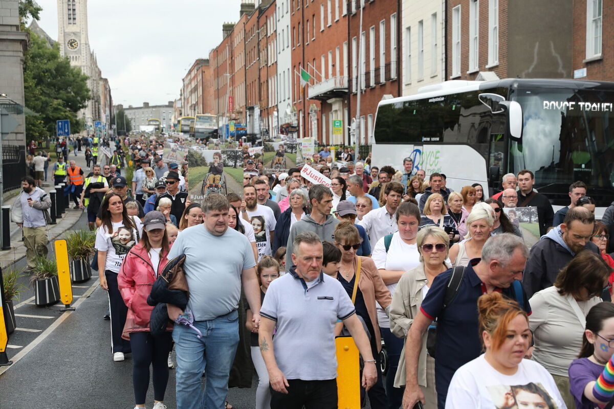 Thousands of people took to the streets of Dublin in August for a Justice for Harvey march in memory of nine-year-old Harvey Morrison Sherratt who died following delays for child spinal surgery, and for better rights and access to timely healthcare for children with disabilities. Picture: Gareth Chaney/PA 