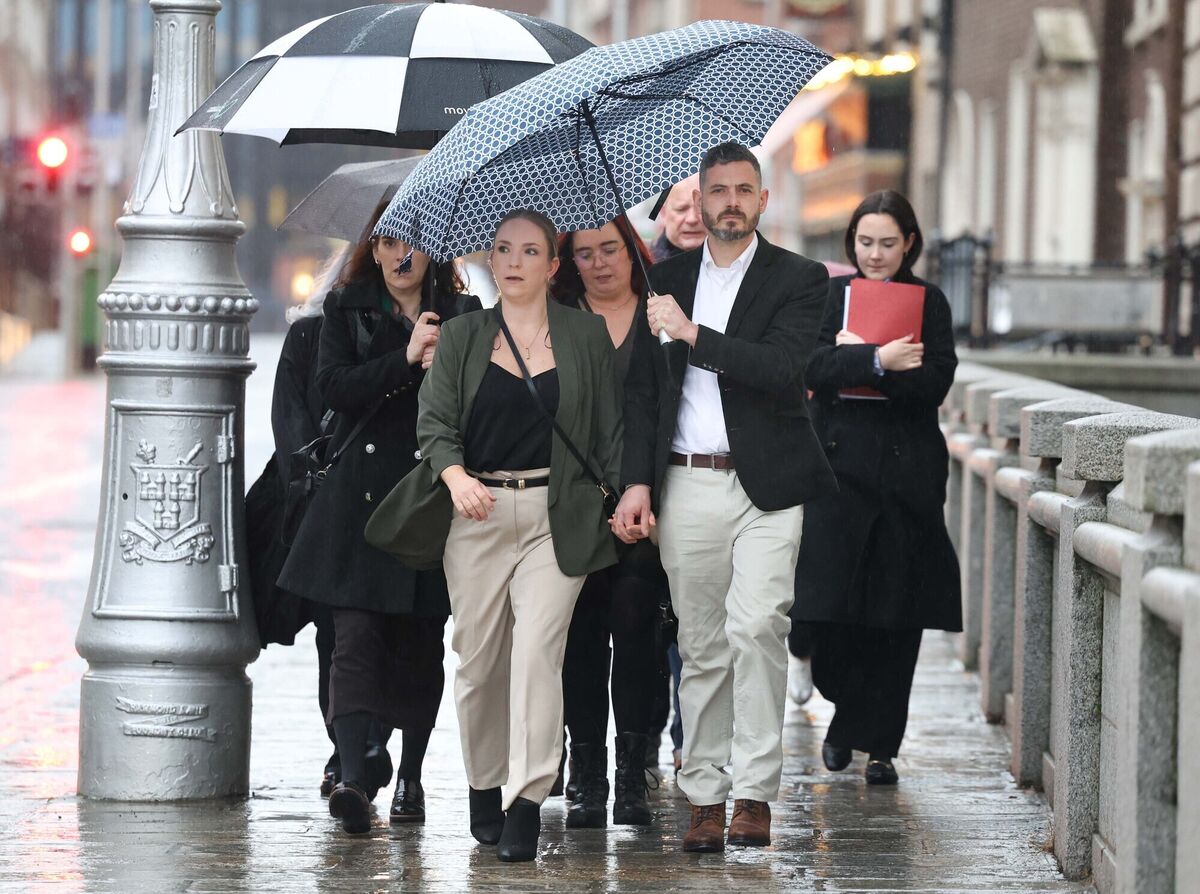Gillian and Stephen Sherratt arriving at Government Buildings today, Wednesday, ahead of their meeting with Tánaiste Simon Harris and Health Minister Jennifer Carroll MacNeill. Picture: Leah Farrell/RollingNews