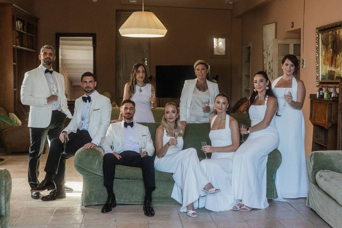 Patrick Murphy and Andrea La Chiusa with their wedding party. Pictures: La Libélula Films & Productions 