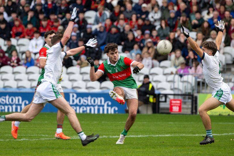 Ballinora’s Ivan Quirke shoots for a point against Ilen Rovers. Picture: Chani Anderson
