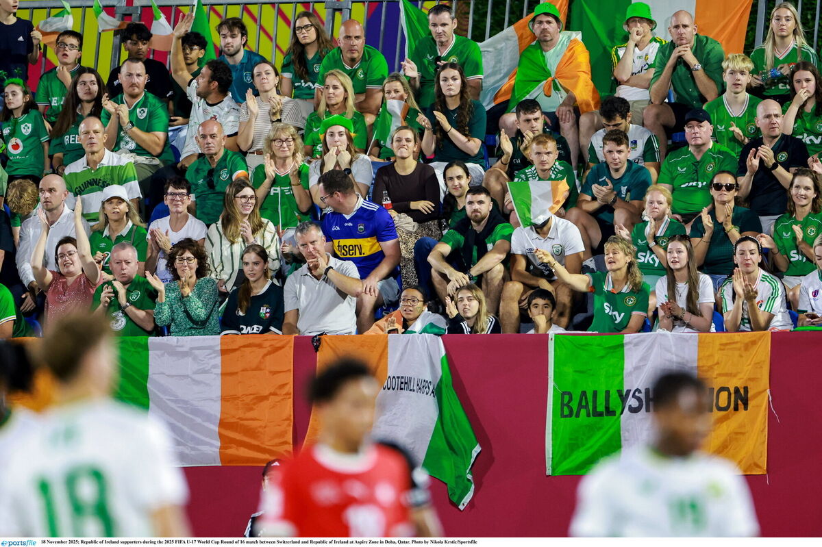 Republic of Ireland supporters during the 2025 FIFA U-17 World Cup Round of 16 match. Pic: Nikola Krstic/Sportsfile