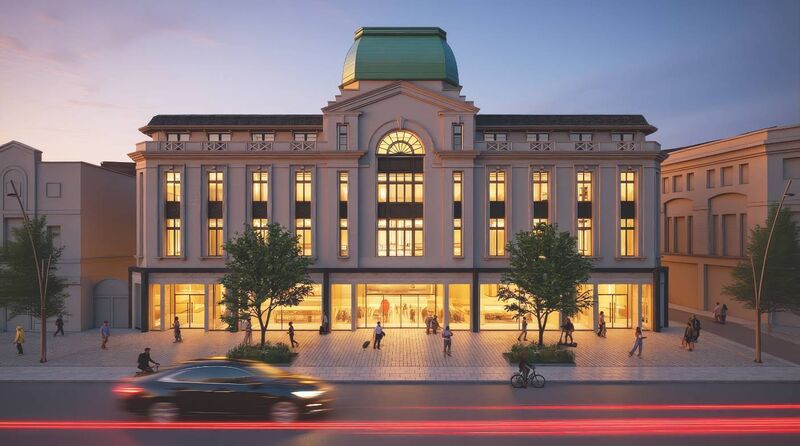 A computer-generated image of the redeveloped Roches Stores building.