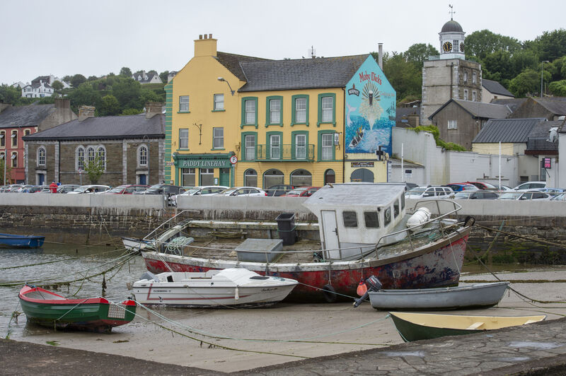  Boats tied up near Moby Dick's bar with the clock tower in the background in Youghal, Co Cork. File picture Dan Linehan