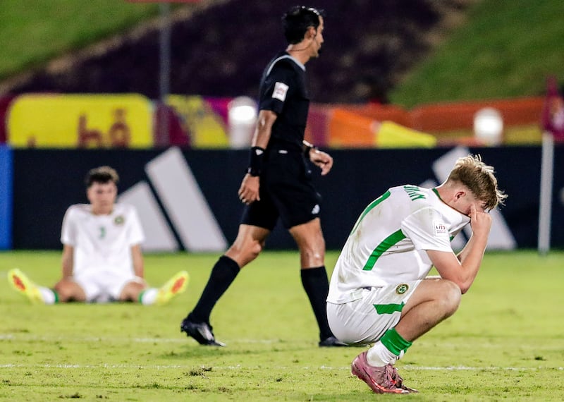 Ireland’s Michael Noonan dejected after the game. Photograph: Inpho