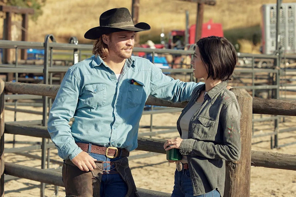Paramount+ Luke Grimes (left) and Kelsey Asbille on 'Yellowstone'