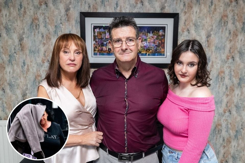Grace, Billy and Joanne Cullen at their home. Inset: Nicola Hutton (Luke Jervis/Belfast Telegraph)