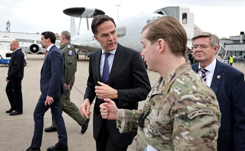Nato secretary general Mark Rutte during a visit to Nato's air base in Geilenkirchen, Germany, last week. Photograph: EPA