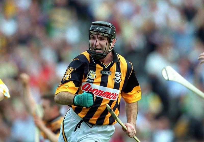 DJ Carey celebrates his first goal in the 2000 All-Ireland hurling final. Photograph: INPHO/Andrew Paton