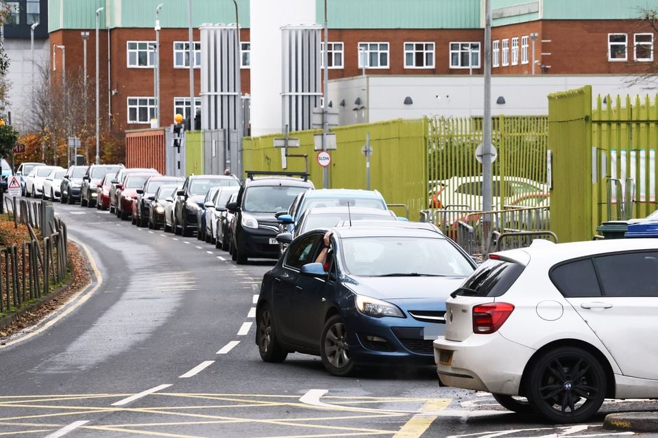 Motorists queue up for a parking space at the RVH car park. Pic: Peter Morrison