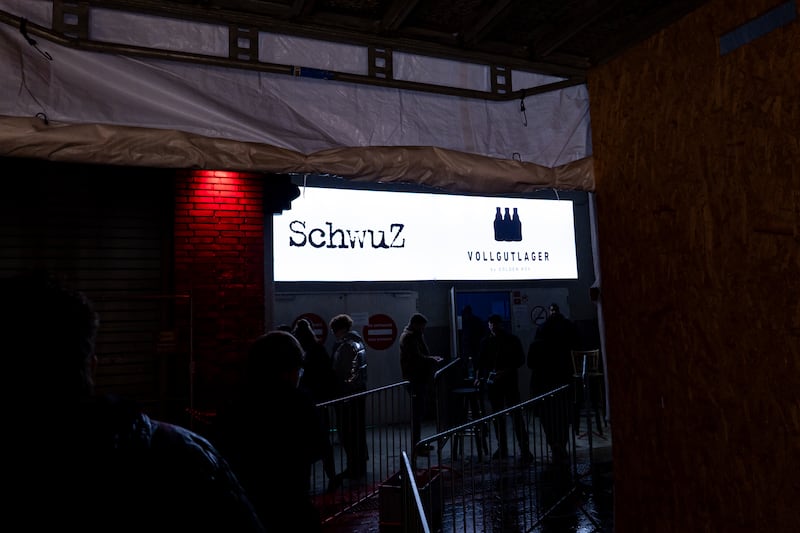 People arrive at the club on its last night of operations. Photograph: Emmanuele Contini/NurPhoto via Getty Images