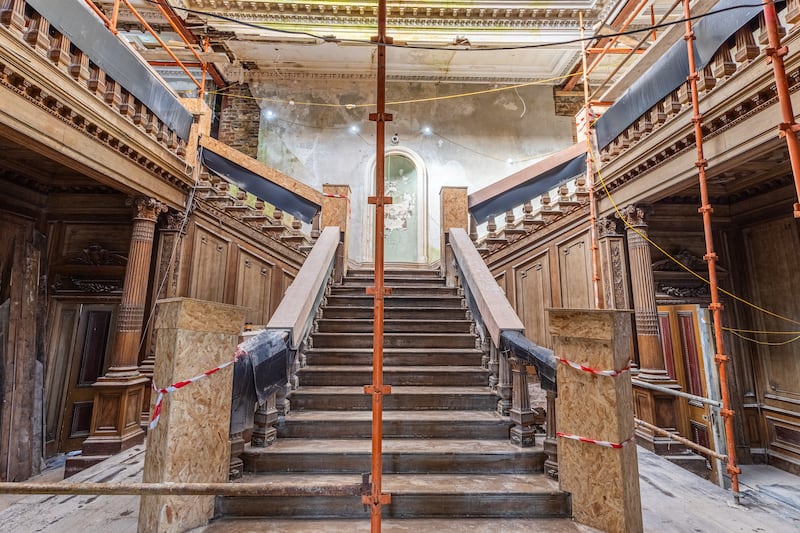 Loftus Hall entrance hall and stairs restoration works