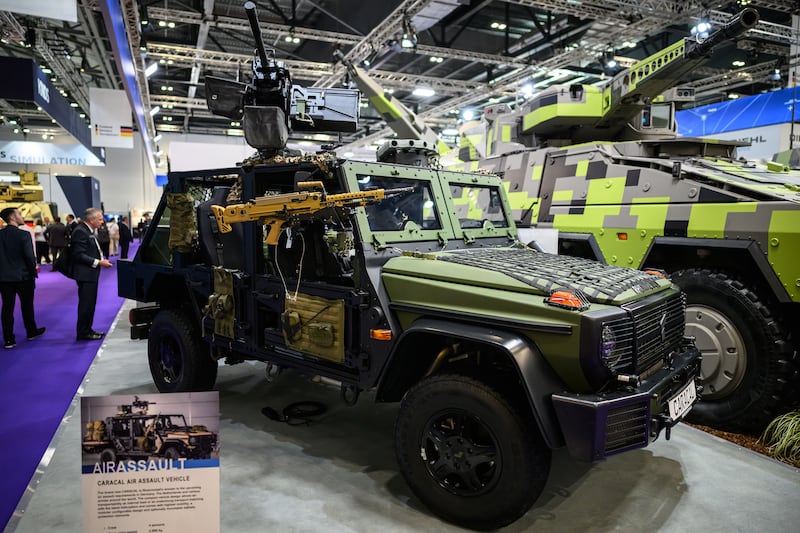 A Rheinmetall Caracal Air Assault vehicle at the Defence and Security Equipment International fair in London, England. Photograph: Leon Neal/Getty Images