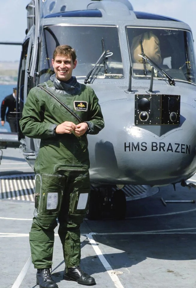 Getty Images Prince Andrew starts a new job as a Royal Navy Helicopter Pilot on board HMS Brazen, Plymouth