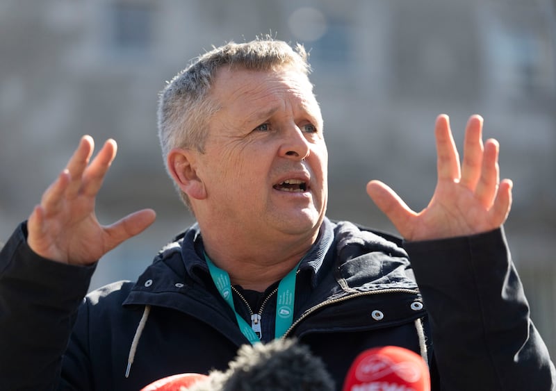 People Before Profit–Solidarity TD Richard Boyd Barrett speaking to the media at Leinster House. Photograph: SAM BOAL/Collins Photos 
