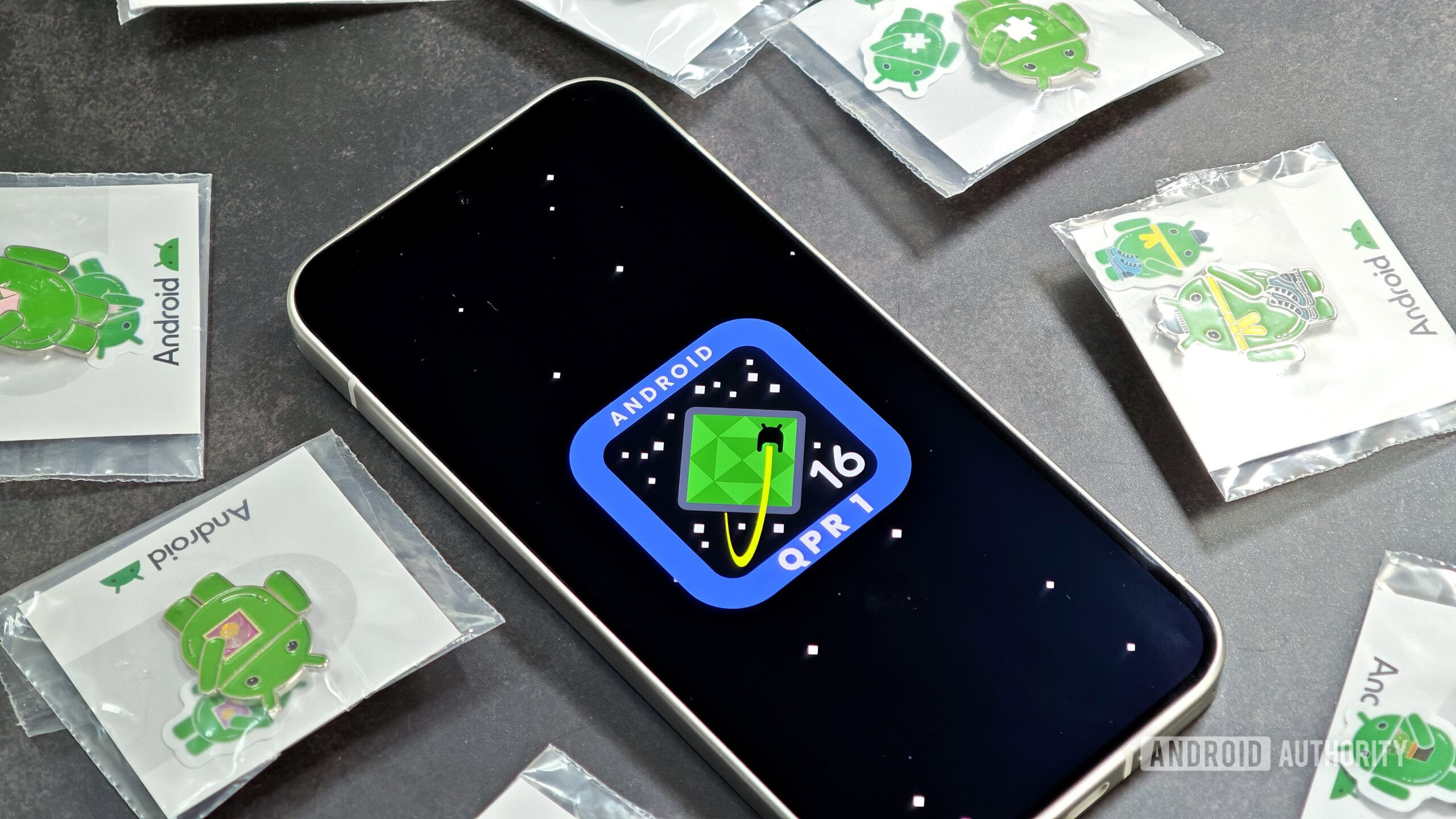 Android 16 QPR1 logo on a Pixel 9 Pro