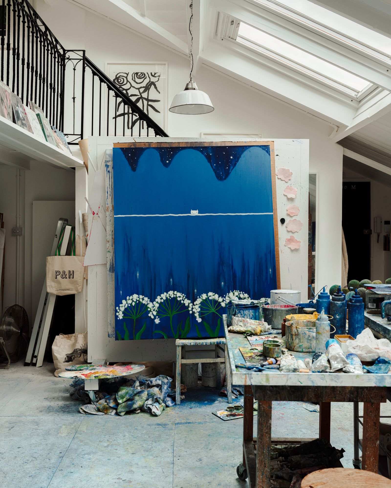 Suzy's The Evening Star Does Shine stands in the studio.