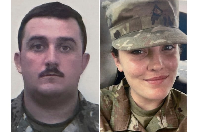 National Guard members Andrew Wolfe and Sarah Beckstrom. Photograph: US Attorney’s Office via AP