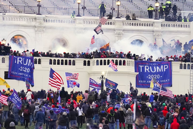 Rioters attempt to storm the US Capitol building on January 6th 2021. Photograph: John Minchillo/ AP