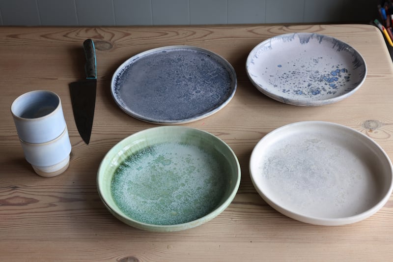 Skehan treasures his Fingal Ferguson knife  and Fermoyle Pottery ceramics. Photograph: Dara Mac Dónaill