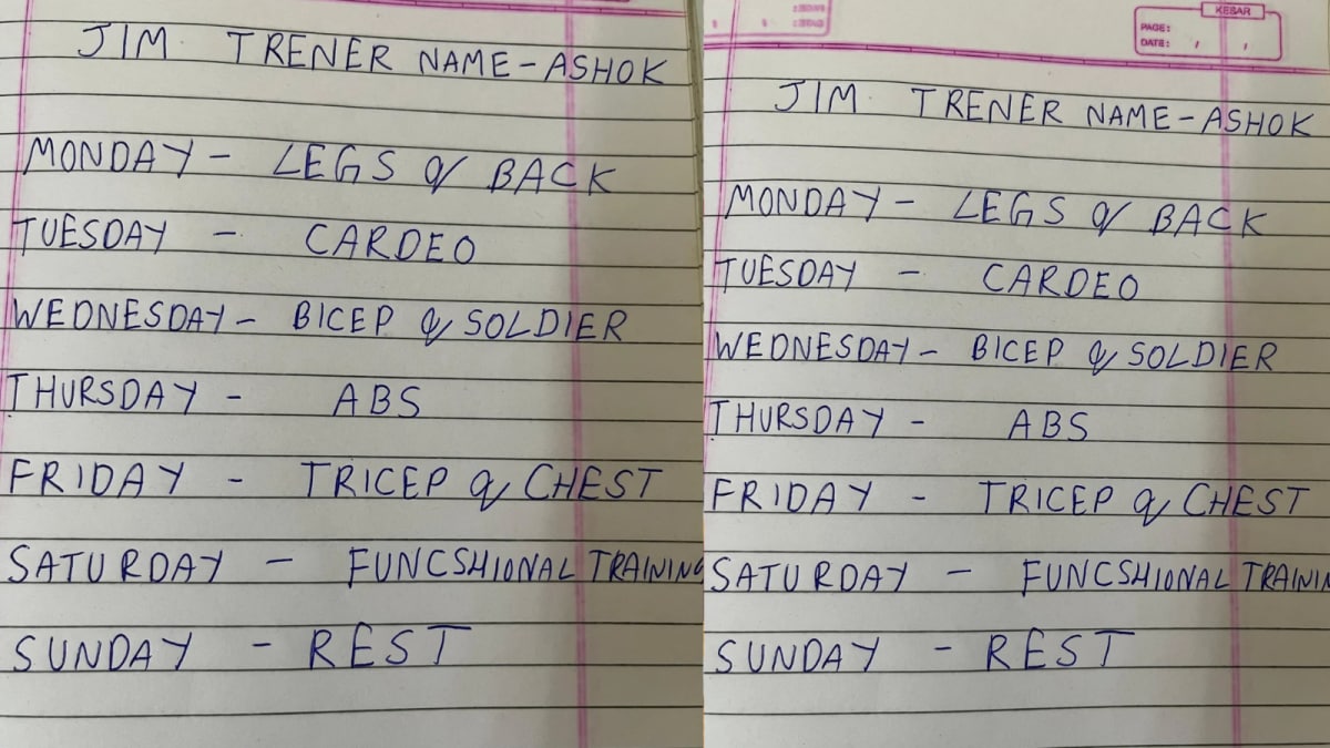 ‘Tuesday Ko ‘Car’deo Kyun Mang Raha Hai?’: Gym Trainer’s 'Soldier' Workout Chart Will Make You Talk, Walk & Laugh English | Viral News