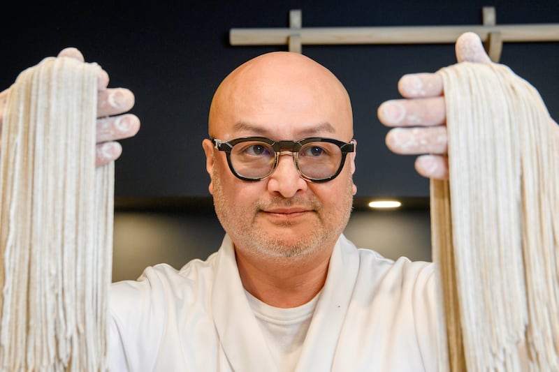 Owner and head chef Takashi Miyazaki’s hand-made noodle process at Ichigo Ichie. Photograph: Daragh McSweeney/Provision
