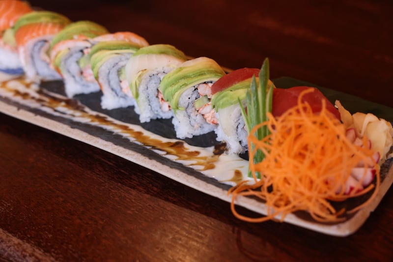 Rainbow roll at Yamamori. Photograph: Dara Mac Dónaill