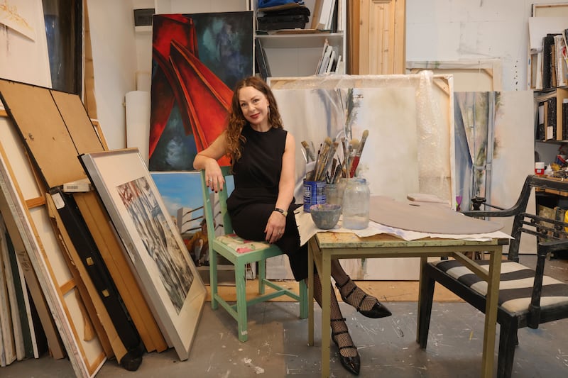 Trióna Sweeney in her garden room studio. Photograph: Alan Betson