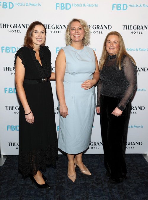 Orla McCabe, Liga Rosmane and Monica Coskeran celebrate the start of the new era of grand hospitality with FBD Hotels & Resorts at The Grand Hotel Malahide, Dublin. Pic: Brian McEvoy Photography
